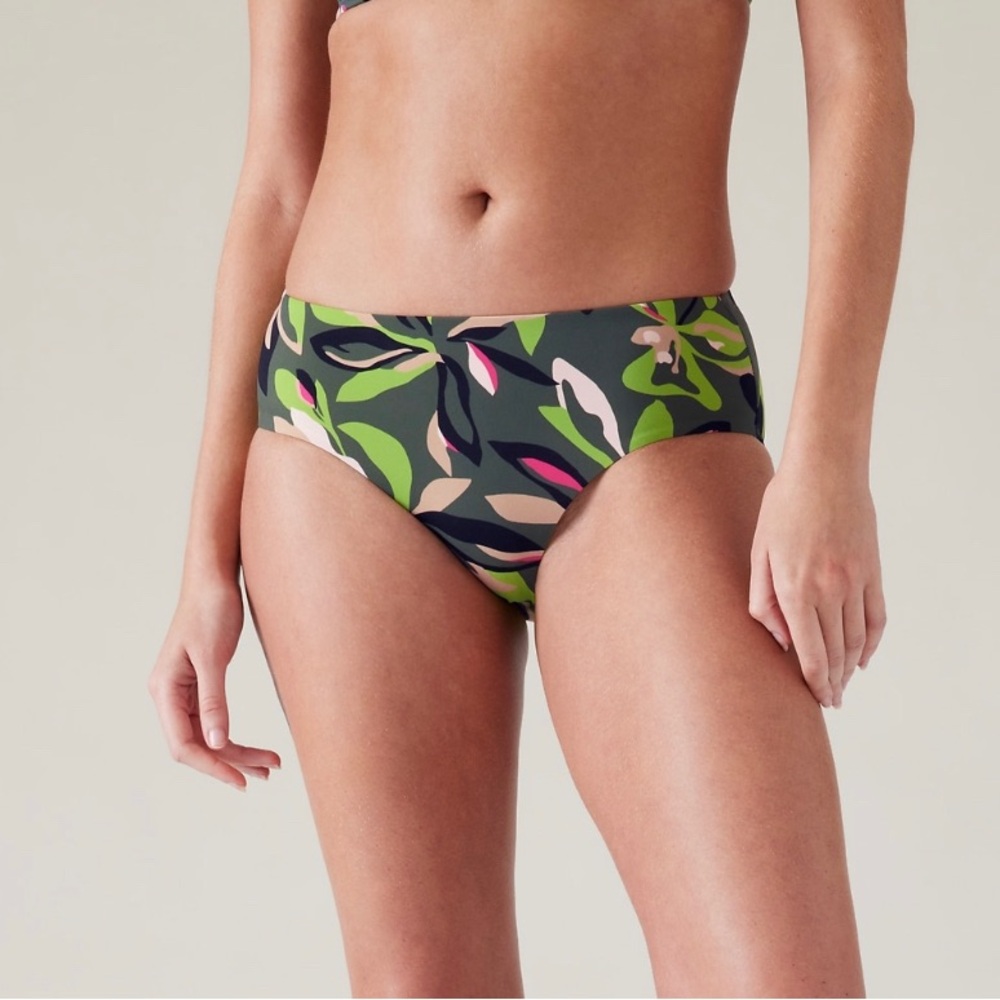NWT Athleta Clean Full Bottom Bikini Bottom Deep Fern Floral Large